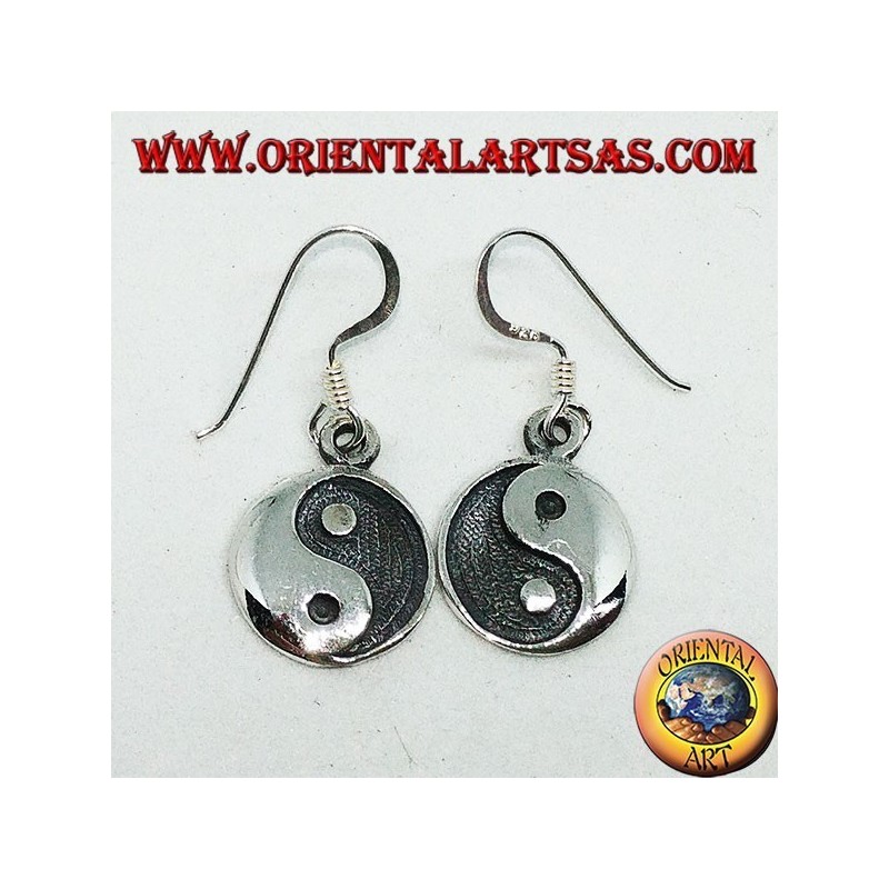 Silber Yin Yang Anhänger Ohrring, Taijitu (T'ai Chi T'u)