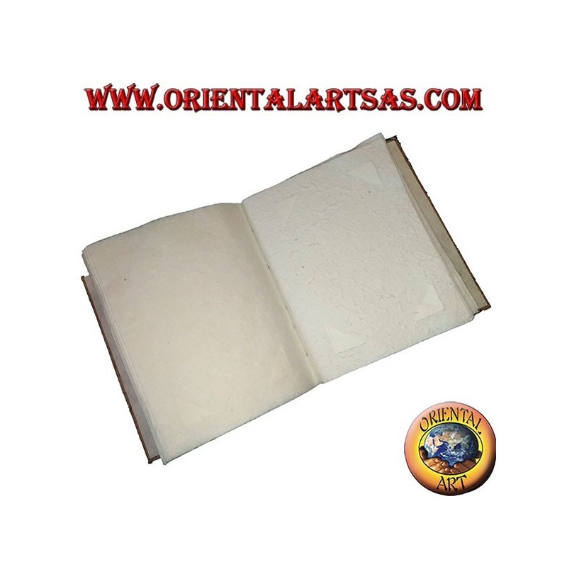 Photo album in tree bark with bas-relief of petals, 20 cm