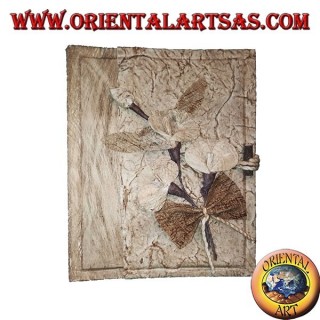 Photo album in tree bark with floral pattern, 20 cm