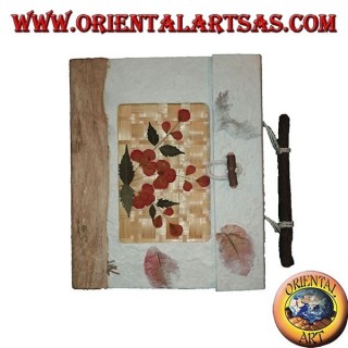 Álbum de fotos en papel de arroz y pétalos de flores con cierre, 20 cm.