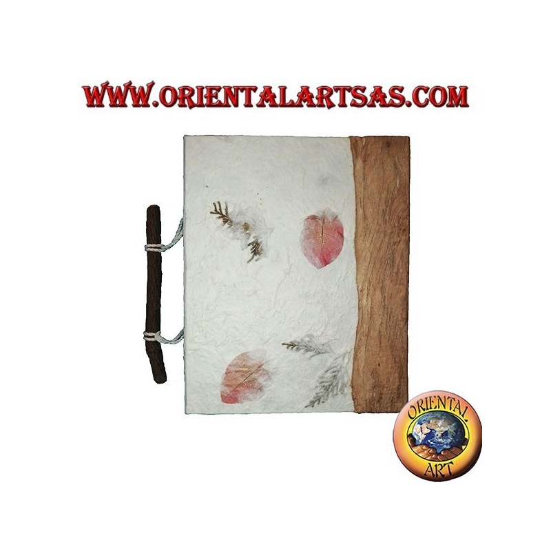 Photo album in rice paper and flower petals with closure, 20 cm