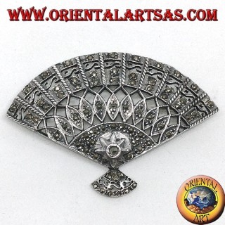 Broche en argent avec marcassites en forme d'éventail