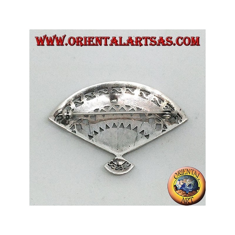 Broche en argent avec marcassites en forme d'éventail