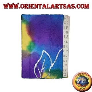 Telephone book in colored rice paper in cold colors, 12 cm