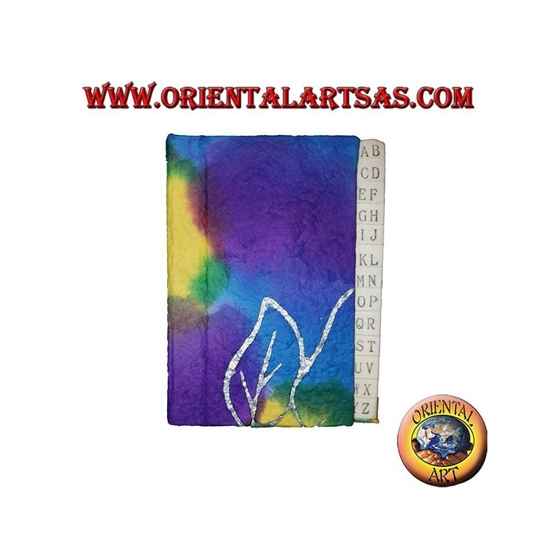 Agenda telefónica en papel de arroz de colores en colores fríos, 12 cm.