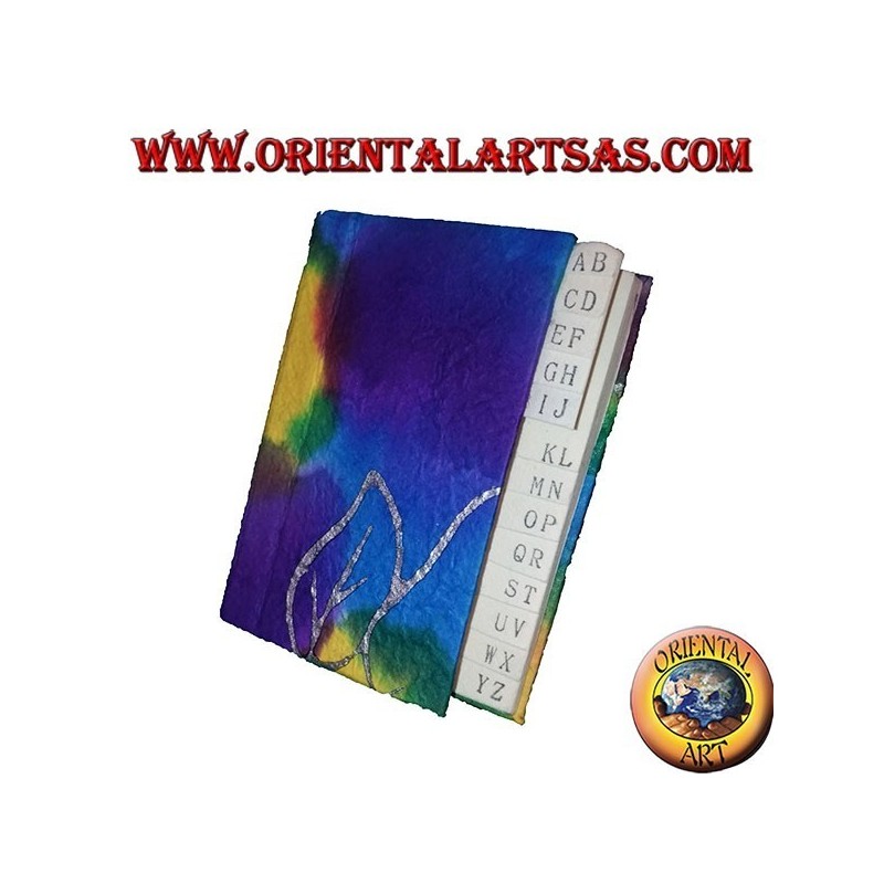 Telephone book in colored rice paper in cold colors, 12 cm