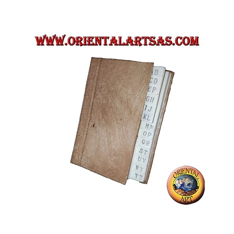 Telephone book in tree bark and rice paper, 12 cm