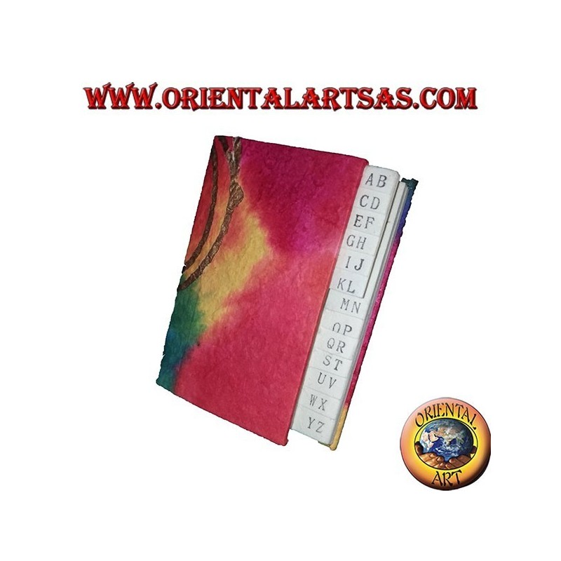 Telephone book in colored rice paper in warm colors, 12 cm
