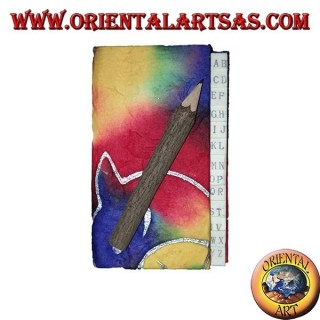 Telephone book in colored rice paper with pencil in the trunk, 11 cm