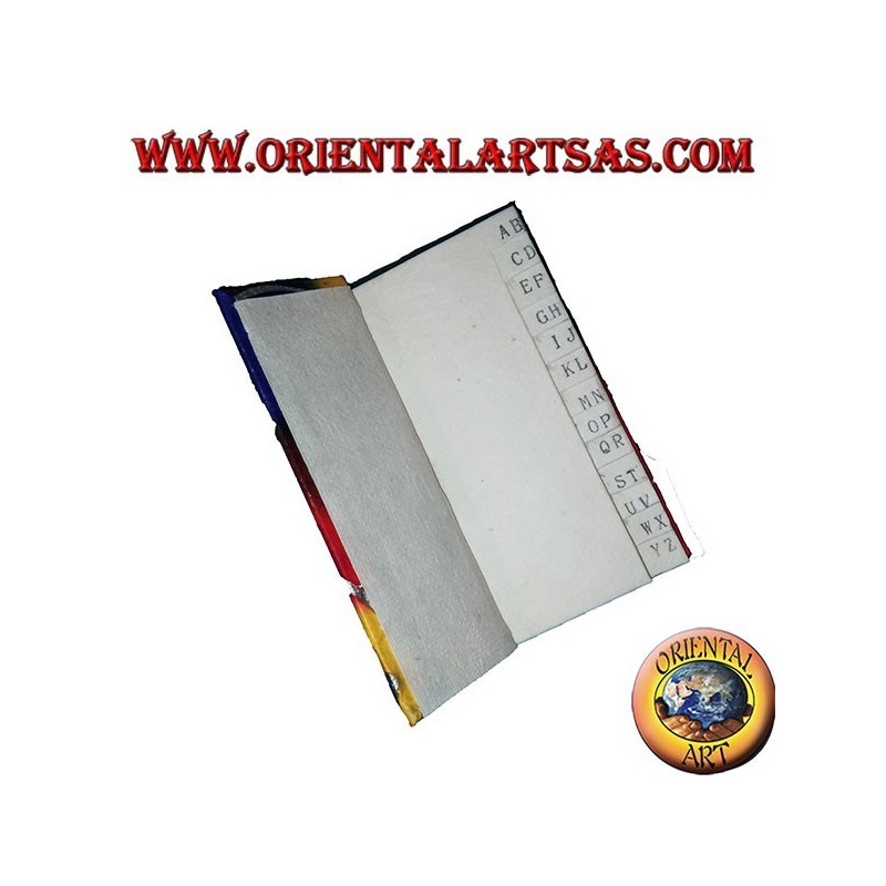 Telephone book in colored rice paper with pencil in the trunk, 11 cm