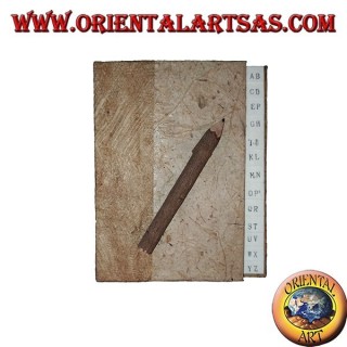 Telephone book in tree bark with pencil in the trunk, 14 cm