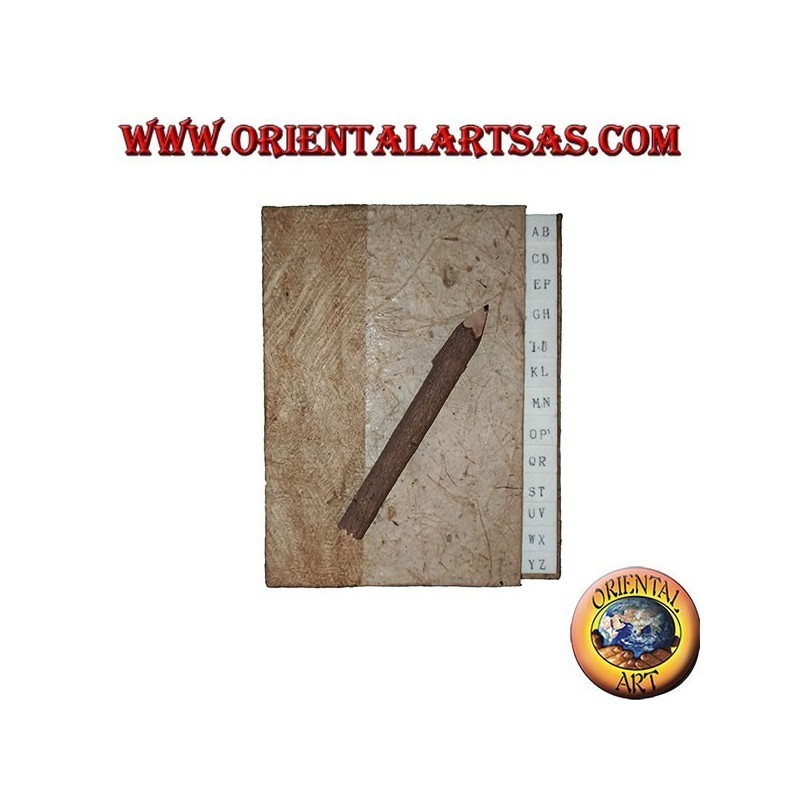 Telephone book in tree bark with pencil in the trunk, 14 cm