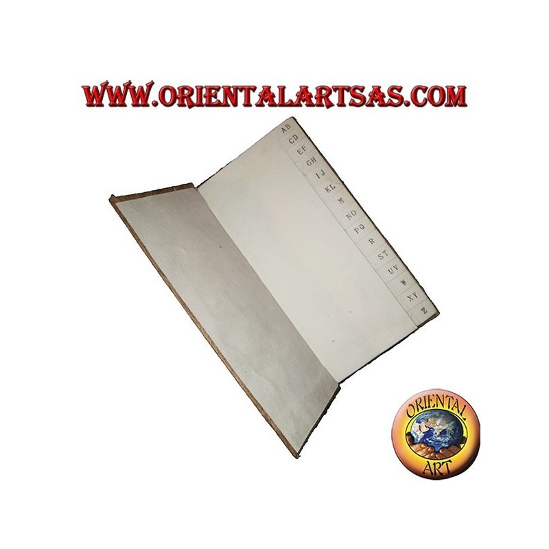 Telephone book in tree bark and large letters with pencil, 21 cm