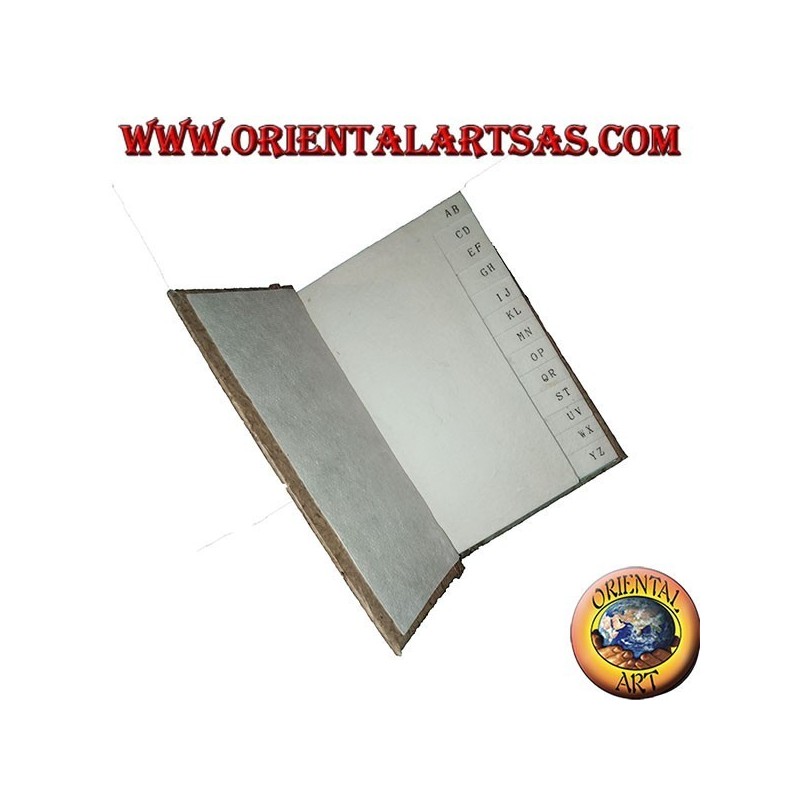 Telephone book in tree bark and plaque with elephant and tree, 14 cm