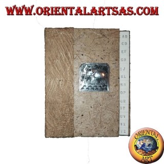 Annuaire téléphonique en écorce d'arbre et plaque avec éléphant, 14 cm