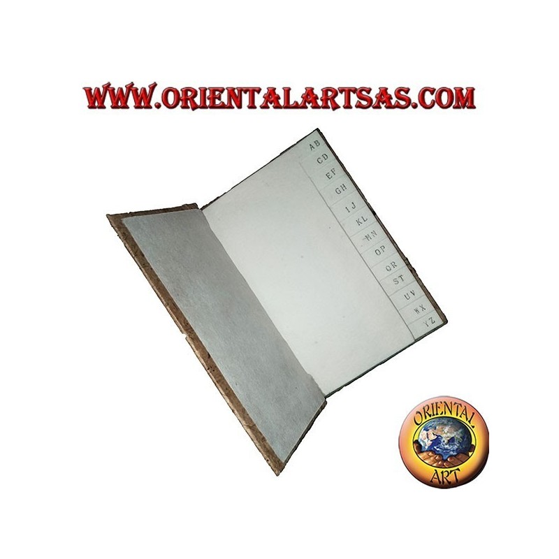 Telefonbuch in Baumrinde und Plakette mit Elefant, 14 cm