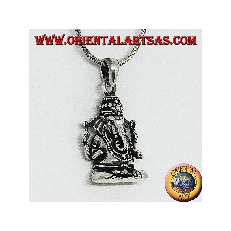 Pendentif en argent avec statuette de Ganesha ou Ganesh (grand)