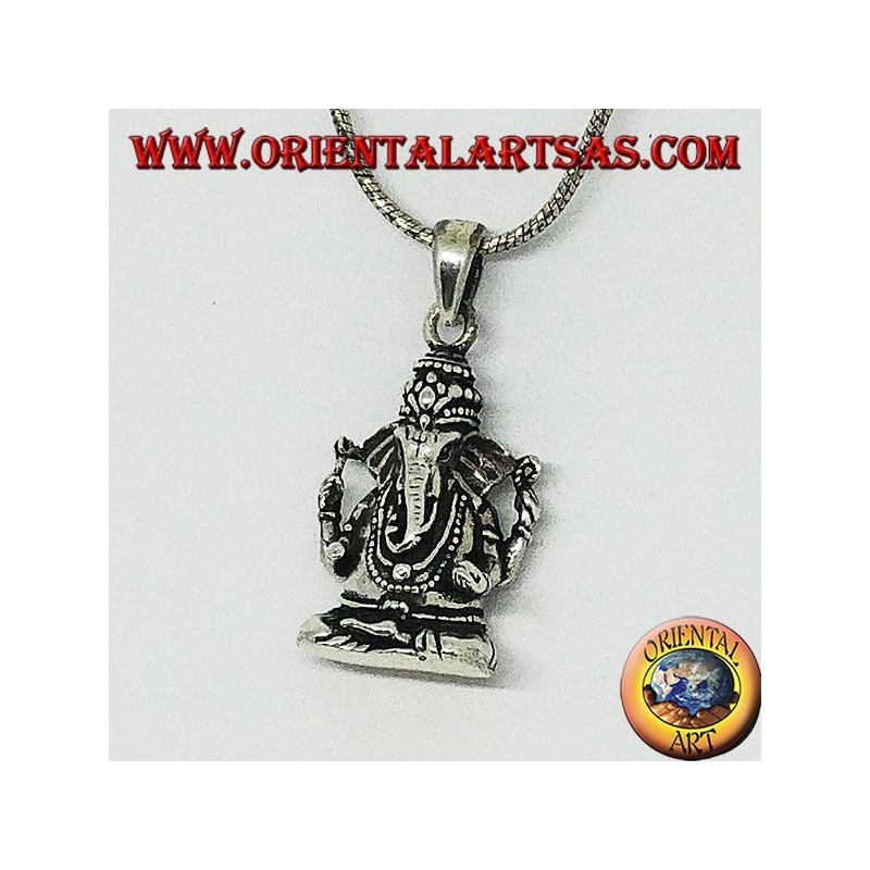 Silberanhänger mit Statuette von Ganesha oder Ganesh (groß)