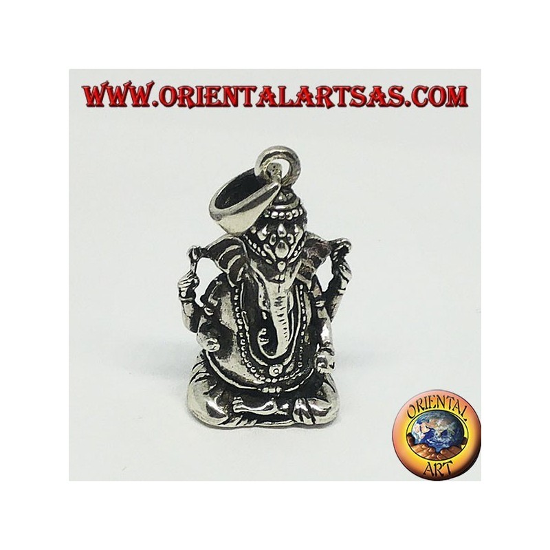 Ciondolo in argento a statuetta di Ganesha o Ganesh (grande)