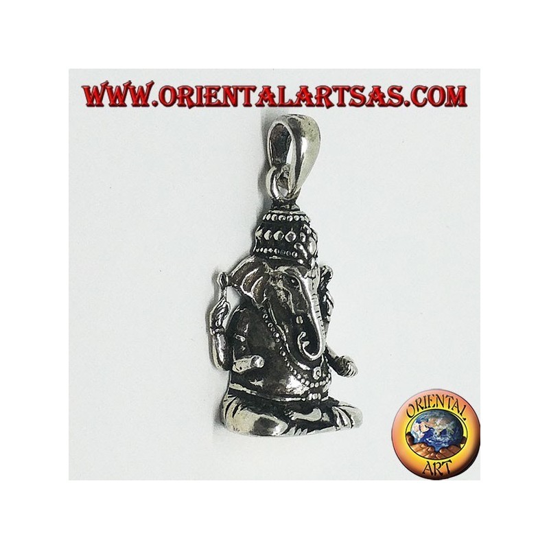 Silberanhänger mit Statuette von Ganesha oder Ganesh (groß)