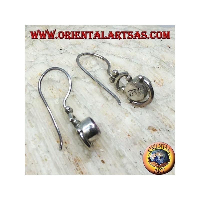 Boucles d'oreilles en argent avec améthyste soufflée ronde et demi-cercles en argent