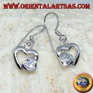 Orecchini in argento con cuore in Zircone nel cuore d'argentoOrecchini in argento con cuore in Zircone nel cuore d'argento