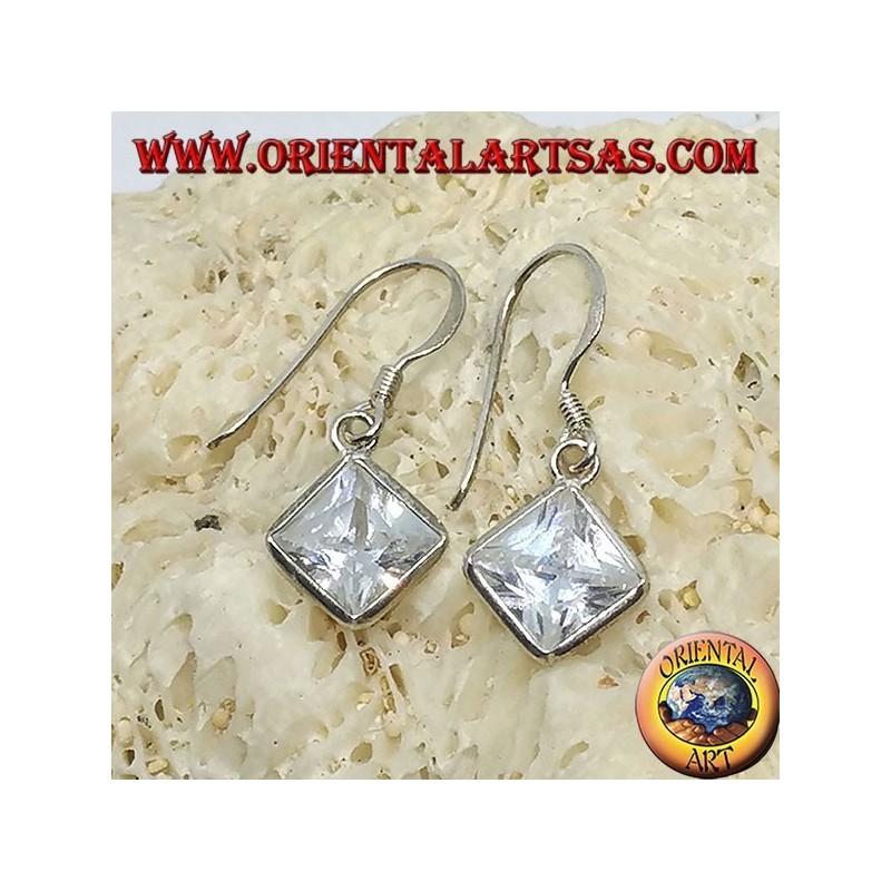 Boucles d'oreilles en argent avec losange zircon