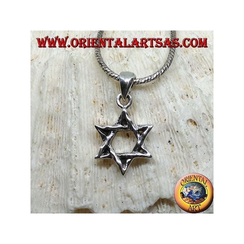 Silver pendant, beaten David's star (Jewish star)