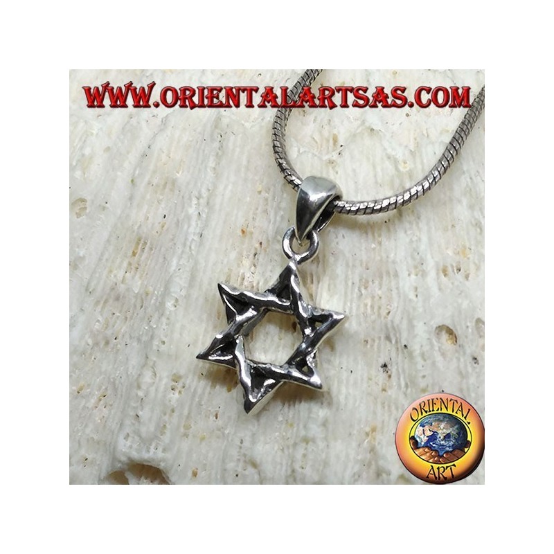 Ciondolo in argento, stella di Davide battuta (stella ebraica)
