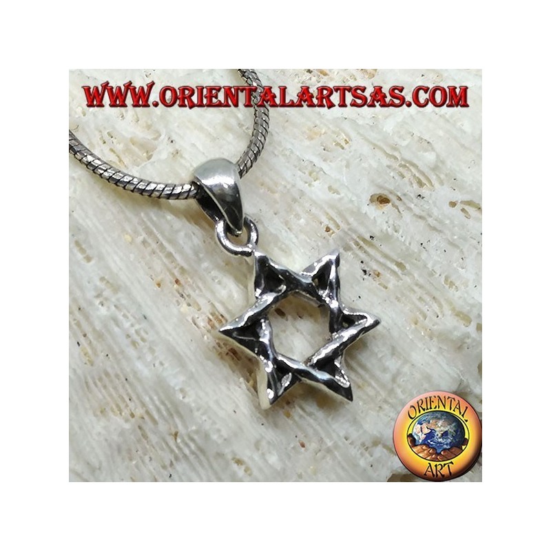 Ciondolo in argento, stella di Davide battuta (stella ebraica)