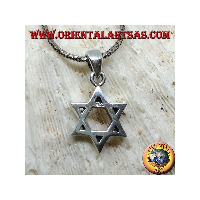 Pendentif en argent, étoile battue de David (étoile juive)