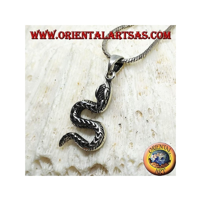 Pendentif en argent, serpent rampant