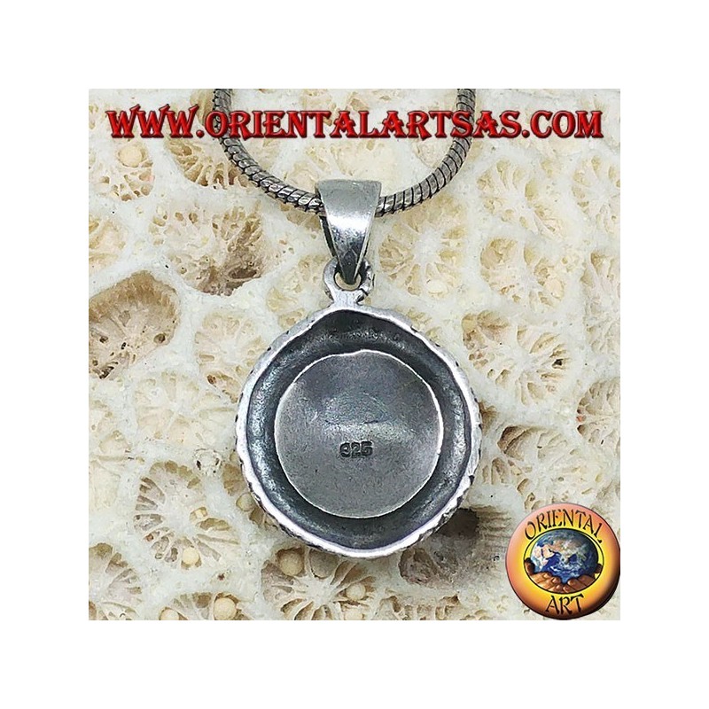 Colgante de plata, talismán Uroboro Ouroboros con pentáculo en placa