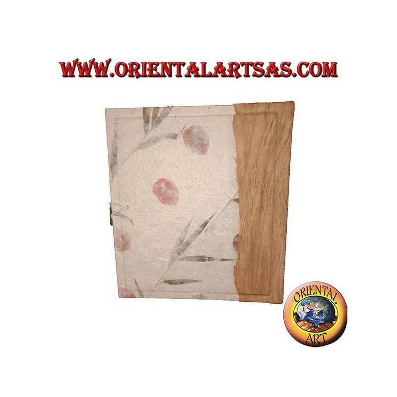 Photo album in rice paper with flower petals and embroidery, 27 cm
