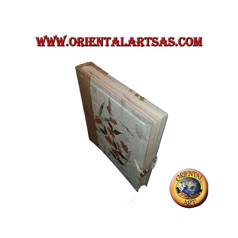 Photo album in rice paper with flower petals and embroidery, 27 cm