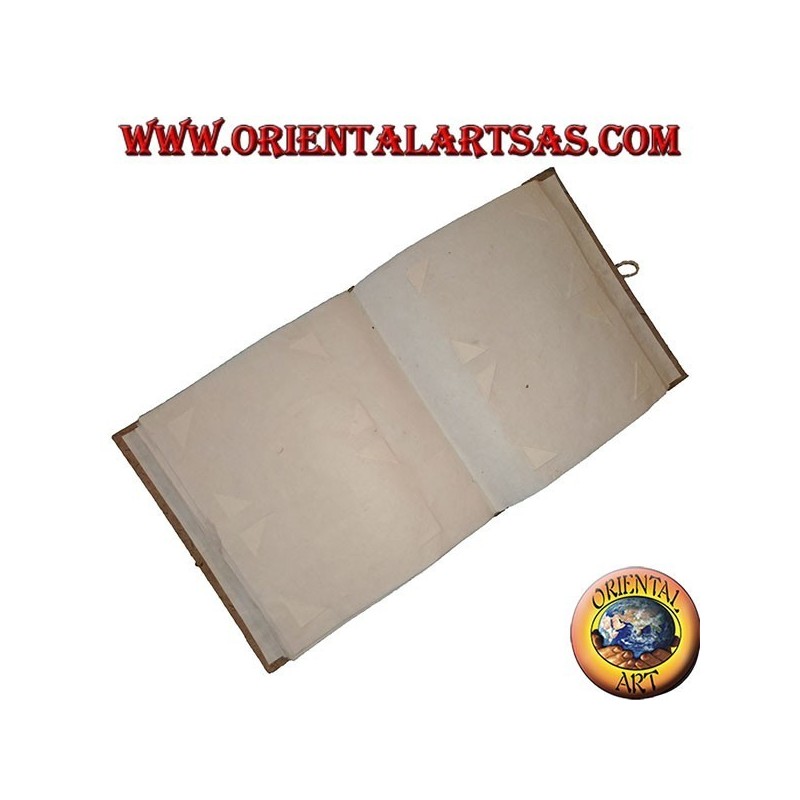 Photo album in tree bark and embroidery of flower petals, 27 cm