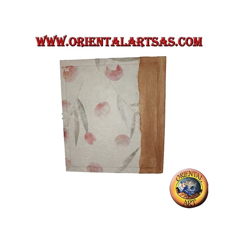 Photo album in rice paper and bark with floral pattern, 27 cm