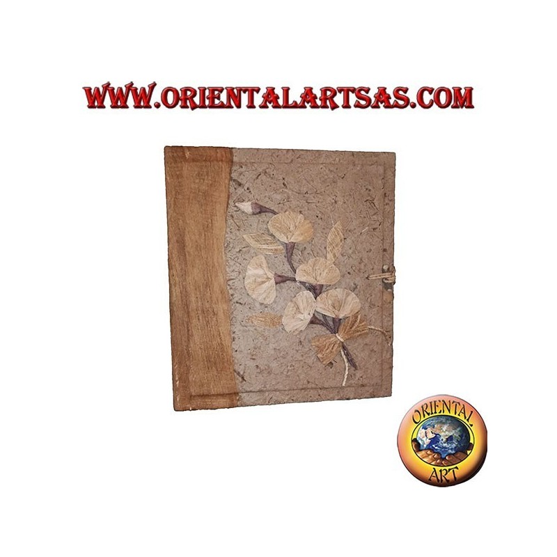 Photo album in tree bark with floral pattern, 27 cm