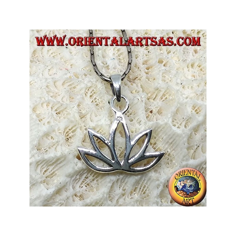 Colgante de plata flor sagrada flor de loto para el hinduismo y el budismo