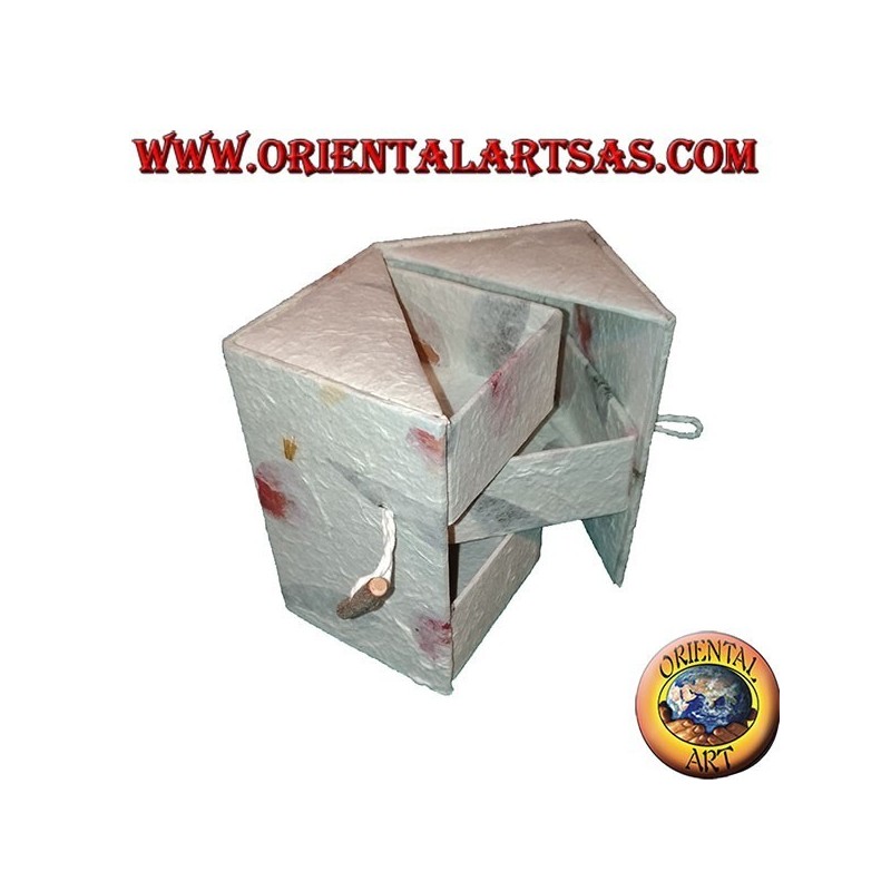 Boîte à bijoux en papier de riz avec trois tiroirs parallélépipédiques, 13 cm