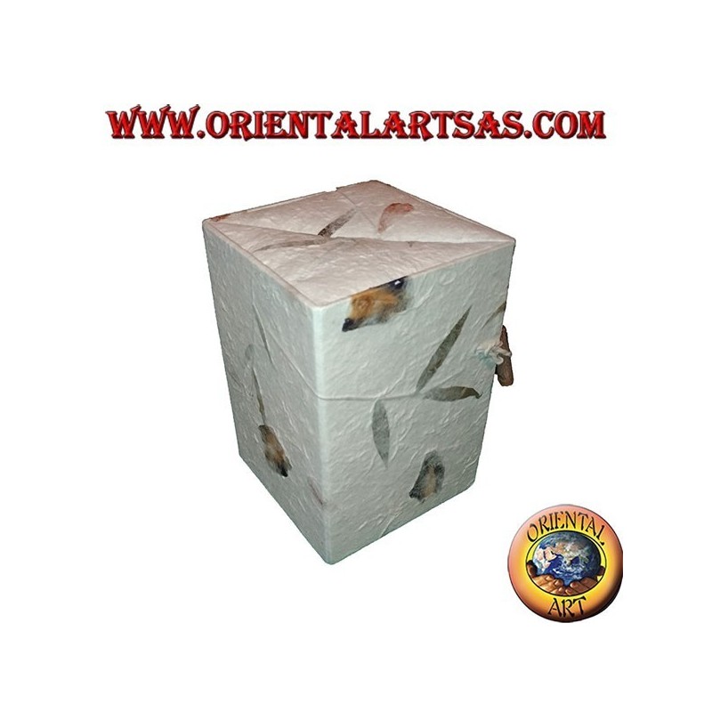 Jewelry box in rice paper with three parallelepiped drawers, 15 cm