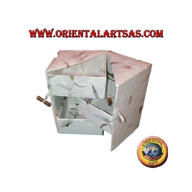 Jewelry box in rice paper with three parallelepiped drawers, 15 cm