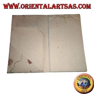 Sobres para cartas (5pc) con hojas (22pc) en cuaderno en papel de arroz y pétalos