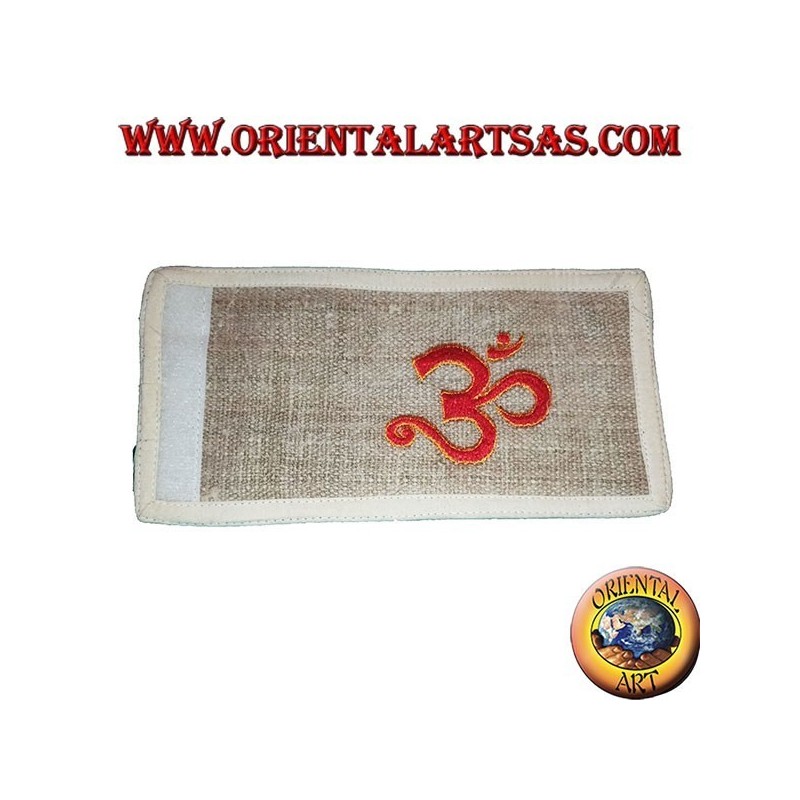 4-pocket hemp wallet with two zippers with embroidered pattern