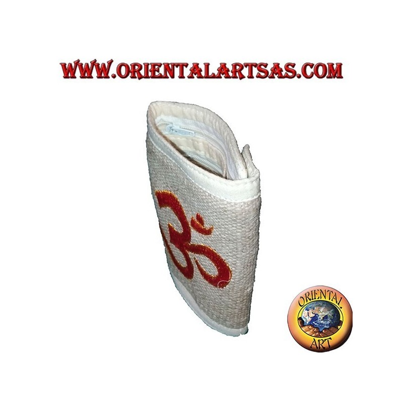 4-pocket hemp wallet with two zippers with embroidered pattern