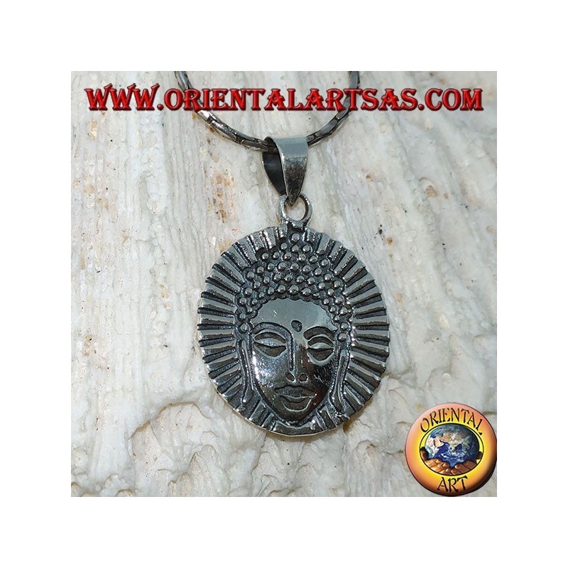 Ciondolo in argento testa di  Buddha raggiante