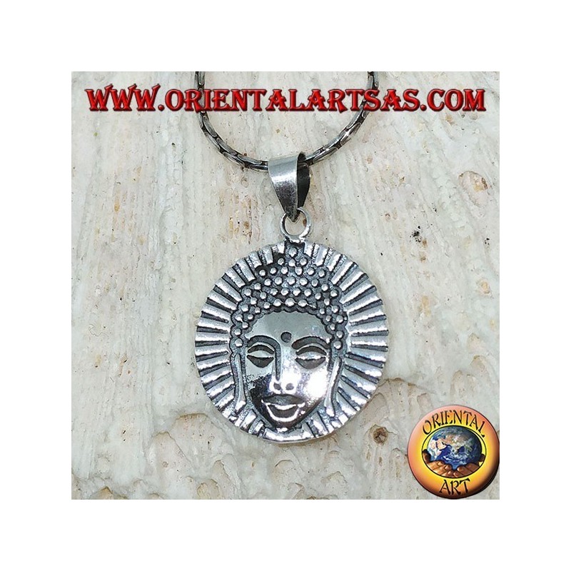Ciondolo in argento testa di  Buddha raggiante
