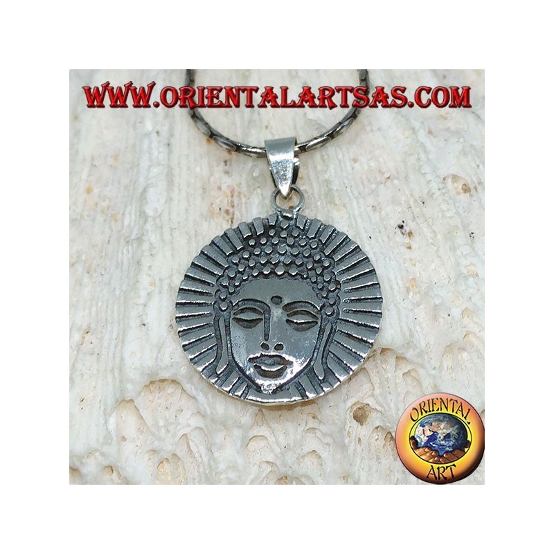 Ciondolo in argento testa di  Buddha raggiante