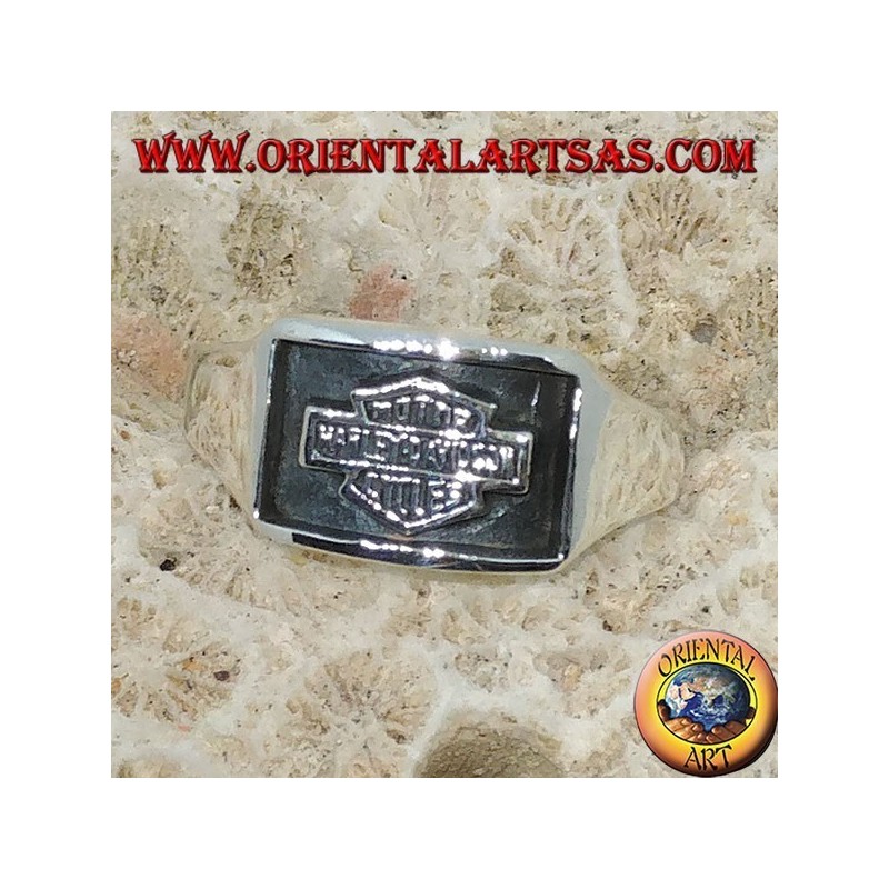 Bague en argent Harley Davidson cachet bas-relief