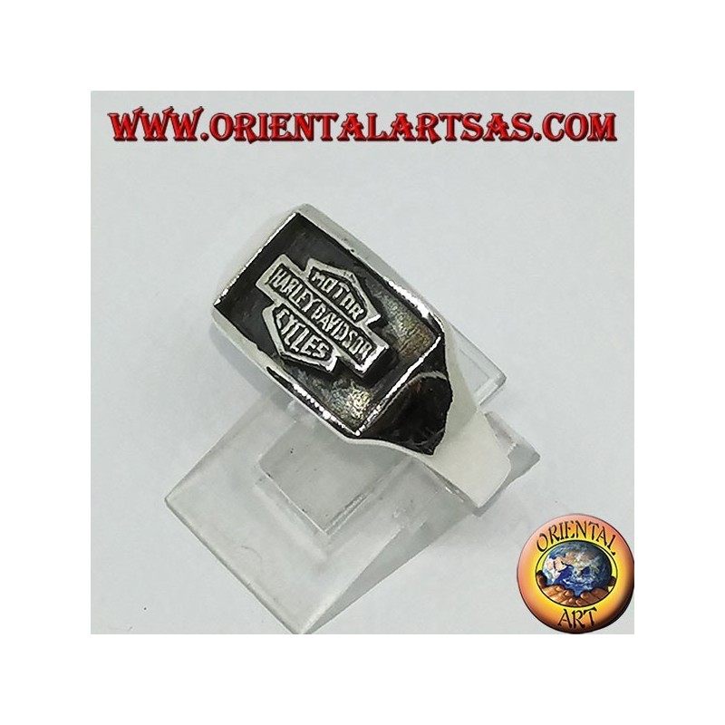 Bague en argent Harley Davidson cachet bas-relief